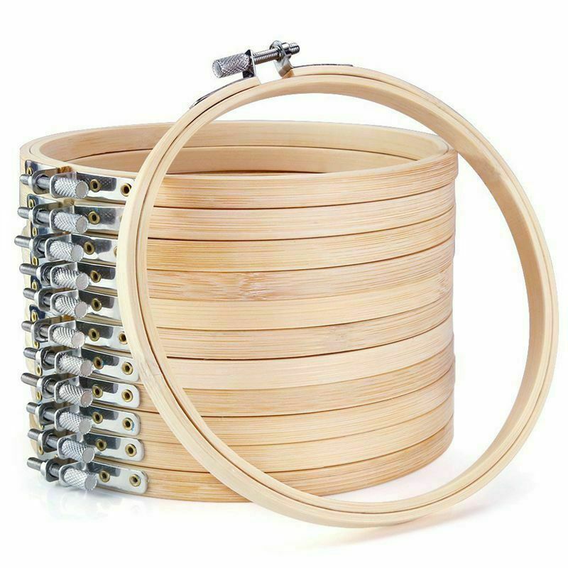 12pcs 6Inch Round Embroidery Hoop Bulk Bamboo Circle Sewing Cross Stitch Hoop