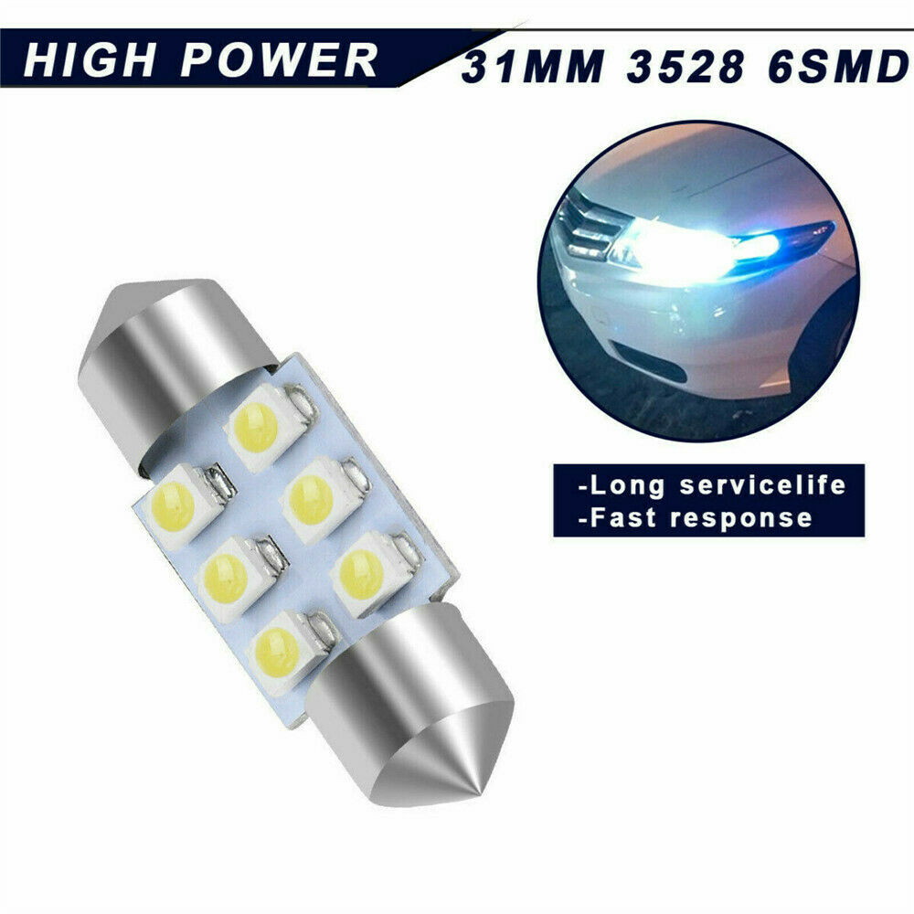 10X 31MM Festoon White LED Dome Map License Interior Light Bulb DE3175 3022 12V