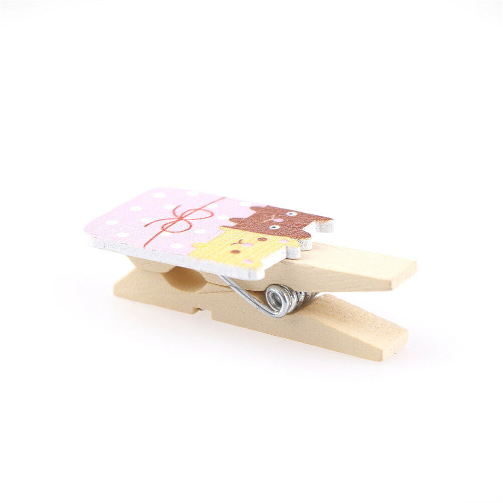 10x  Cartoon animal rabbit Wood Clip Photo Paper Pegs Craft Decoration td.l8