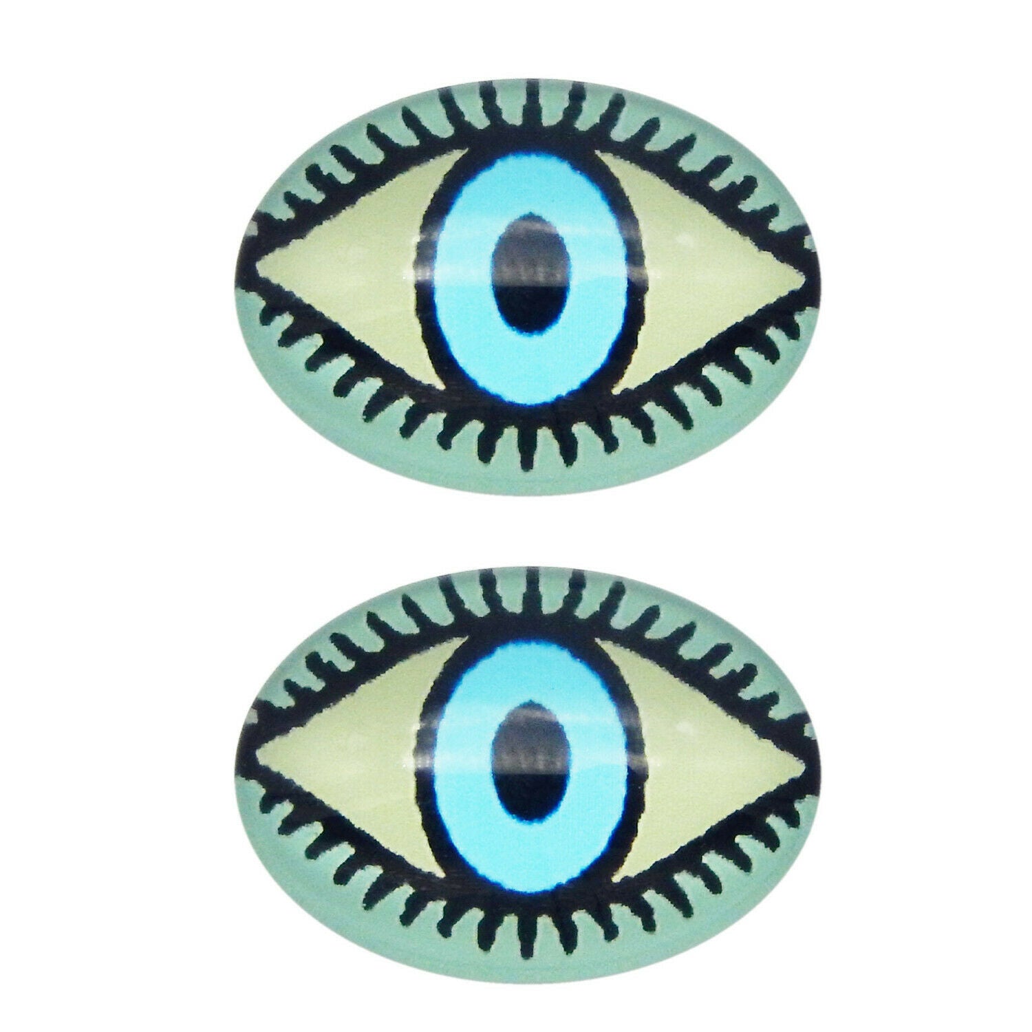 20PCS Oval 18x13mm Glass Eye Flatback Cabochons Art Decoration Embellishment