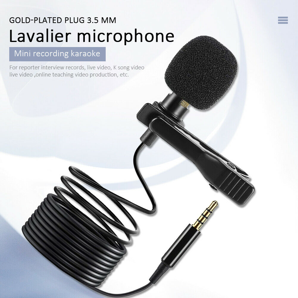 3.5mm Jack Clip-on Microphone Lavalier Lapel Mic + TRRS to TRS Plug Set @