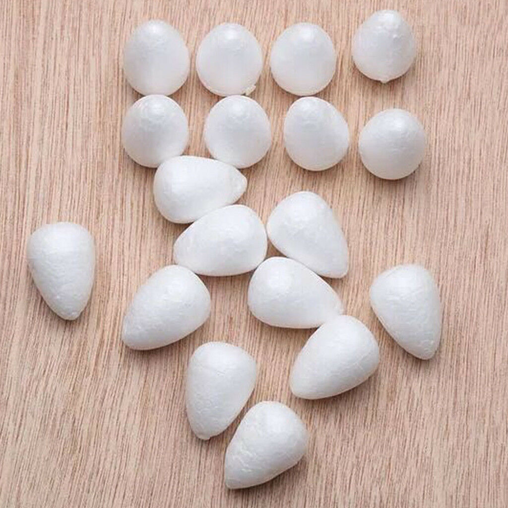 200 Pcs Water Drop Shape Styrofoam Foam White Rose Buds DIY Crafts 19&46 mm