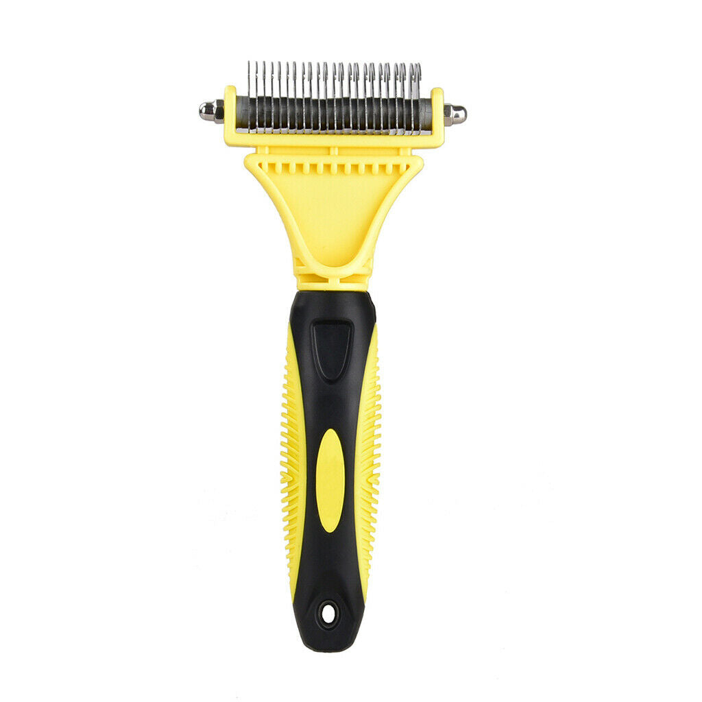 Pet Dog Deshedding Comb Short Long Hair Brush Rake Grooming Tool Yellow