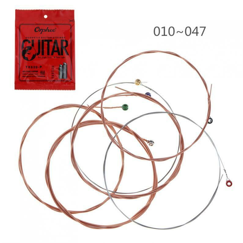 6Pcs Guitar String 010-047 Red Copper Strings Anti Rust Coat Full Bright Tone