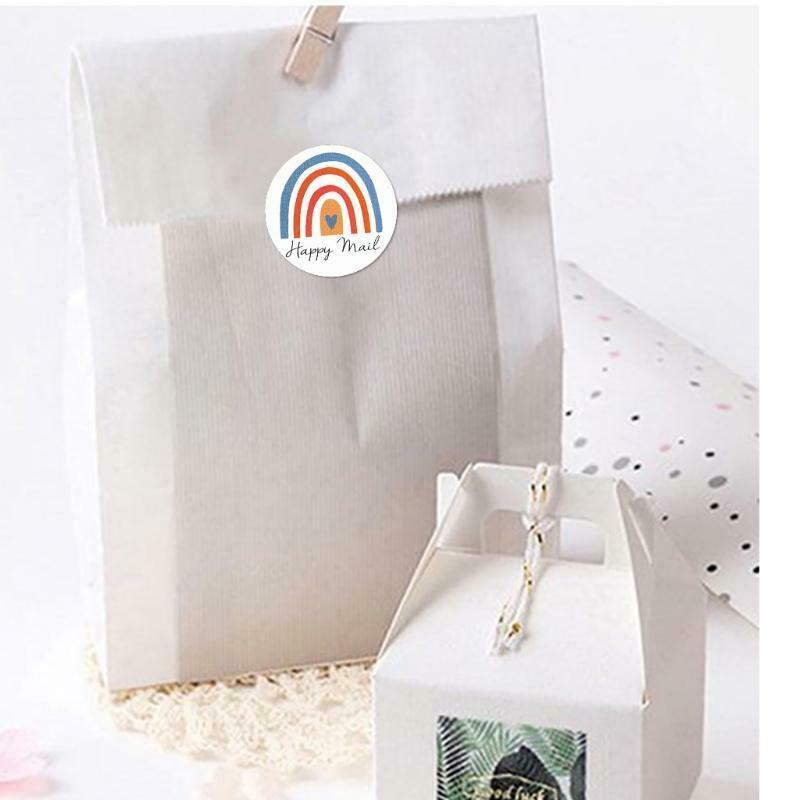 500pcs 1.5 Inch Rainbow Happy Mail Stickers Round Label Stickers for Bags Flower