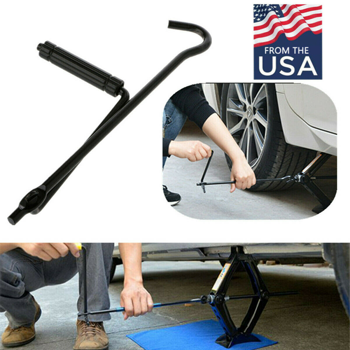 1 Pcs Tire /Wheel Replacment Jack Rocker Wrench Chromed crank with Speed Handle