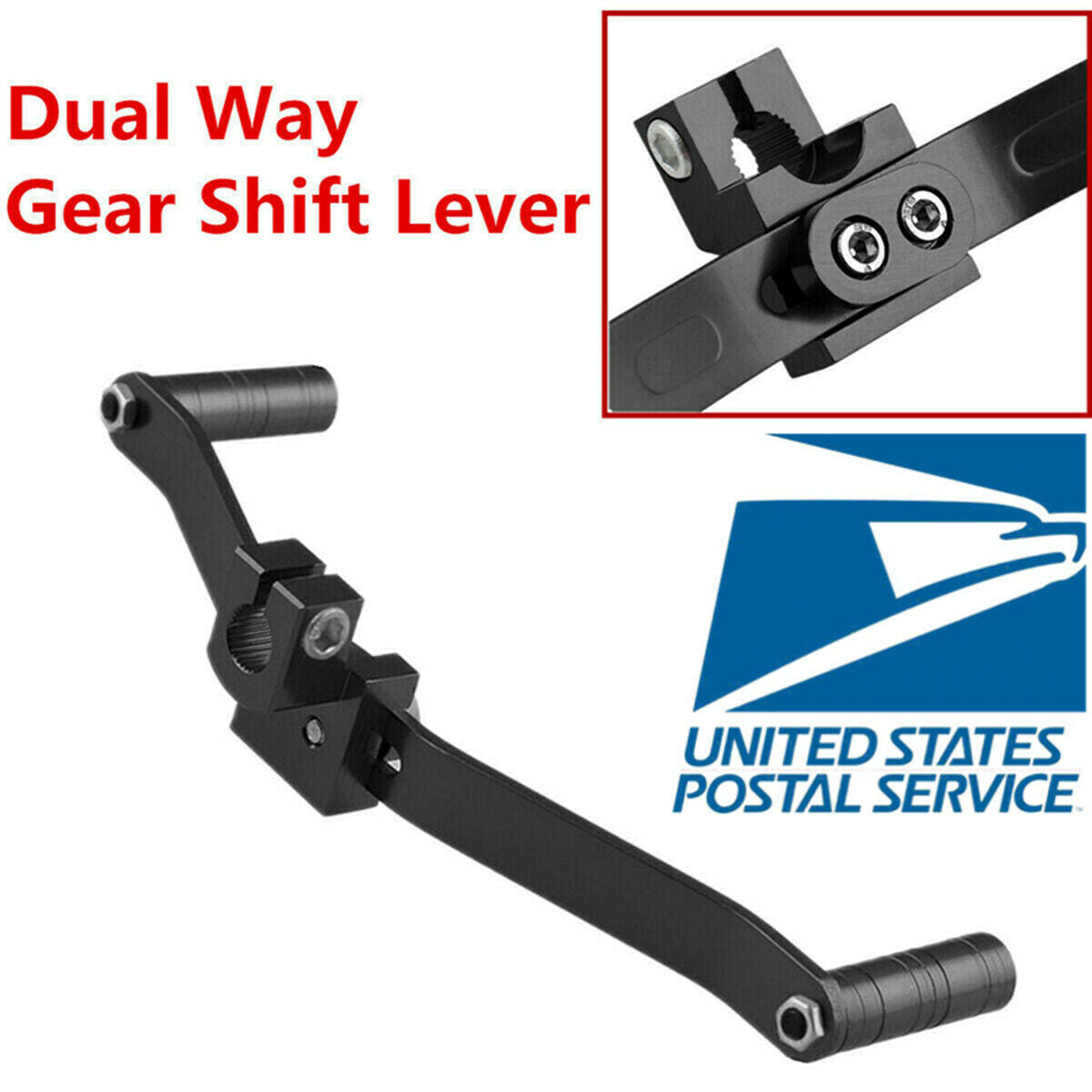 1 Pc Durable Black Aluminum Replacement Dual Head Dual Way Foot Gear Shift Lever