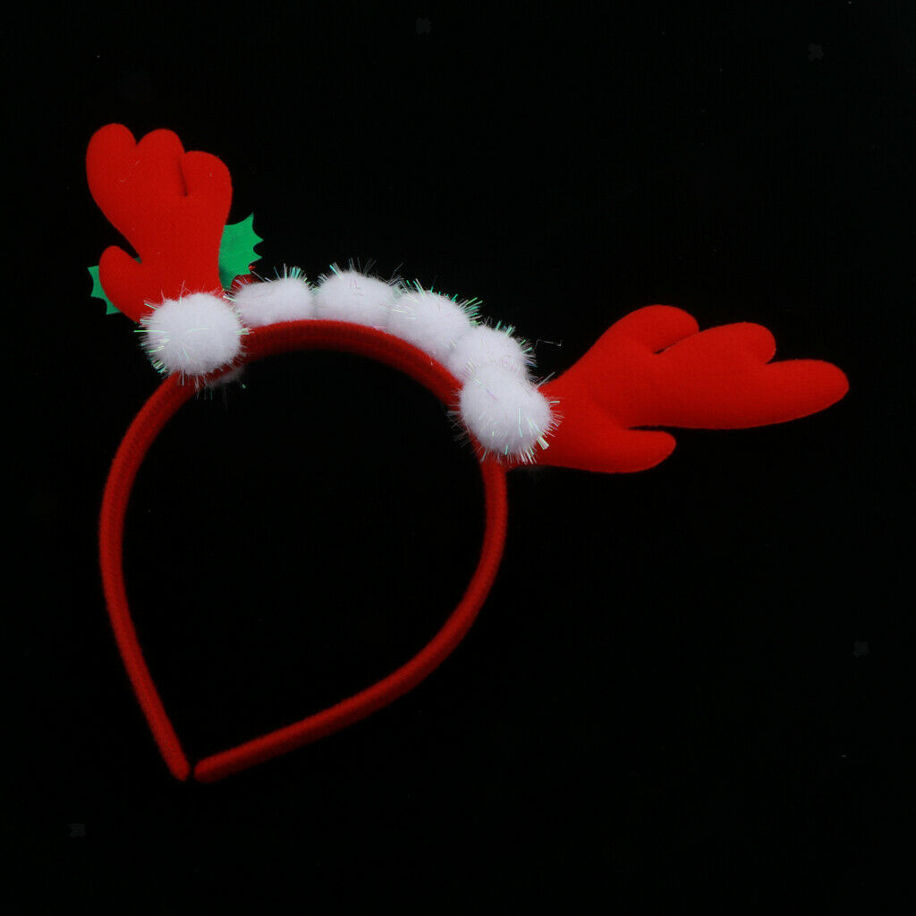 Christmas Headband Reindeer Antler Hair Hoop Christmas Costume Party Red