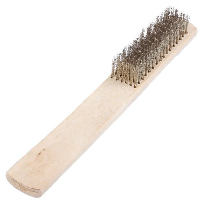 8" Length 6 Rows Brass Bristle Wood Handle Wire Scratch Brush D6L5L5