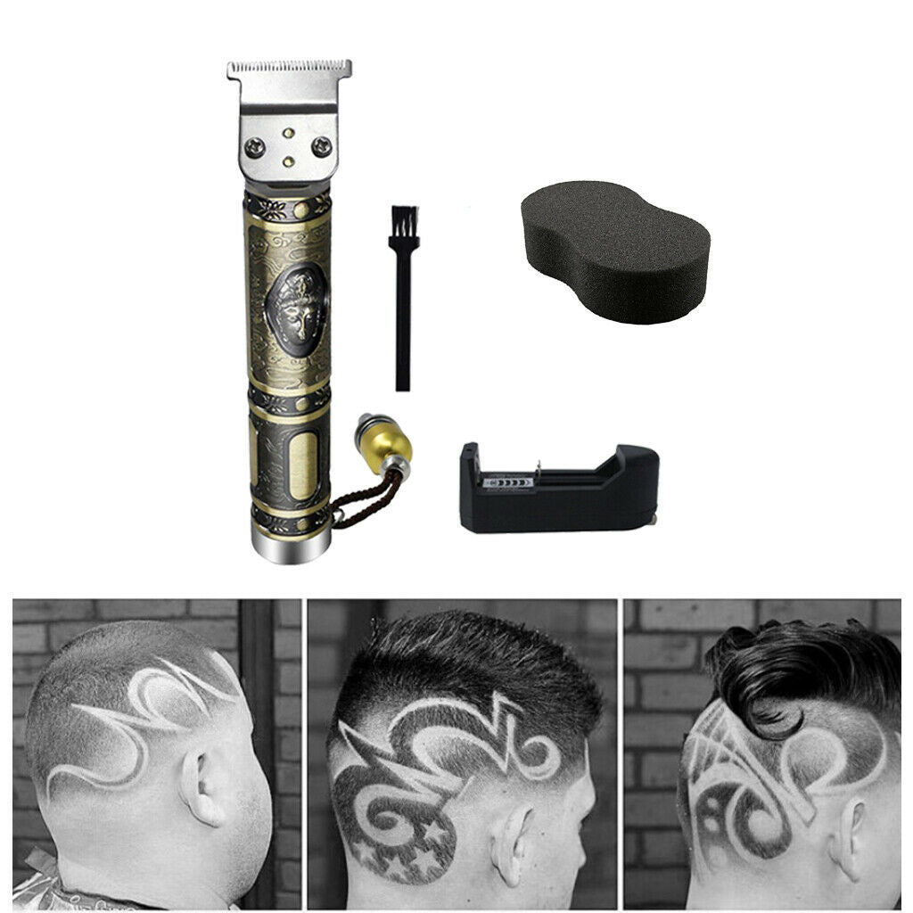 Electric Trimmer Boys Men's Clipper & Sponge Brush T Outliner Rechargeable