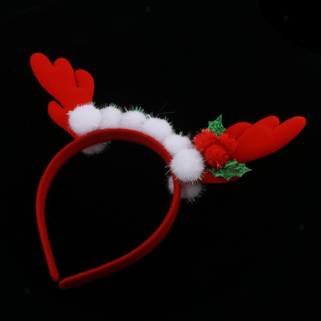 Christmas Headband Reindeer Antler Hair Hoop Christmas Costume Party Red