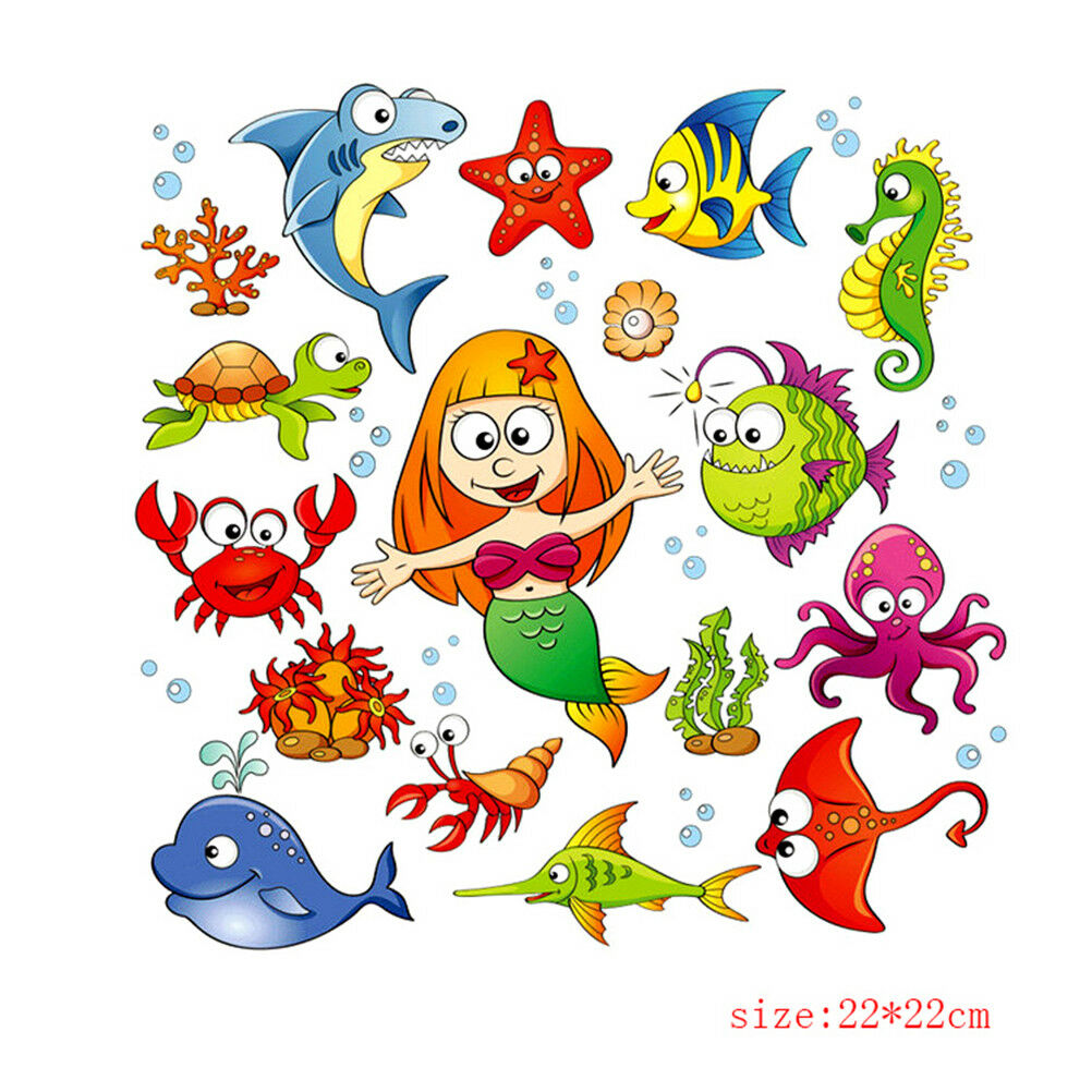 mermaids fish clothes patches heat transfer stickers printings iron on appliq Qx