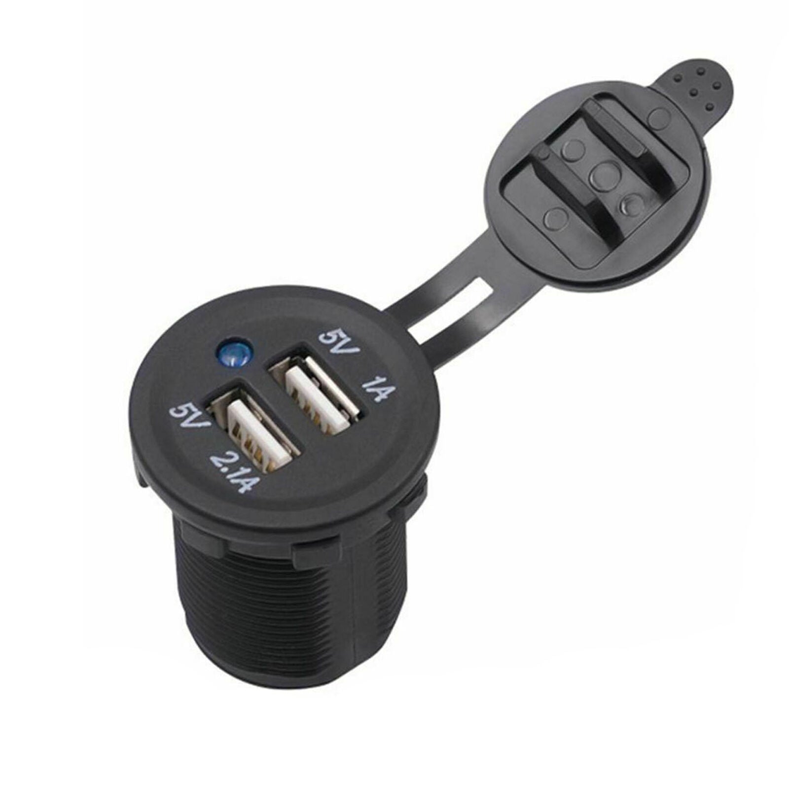 12V Car Lighter Socket Dual USB Charger Adapter Car Fitting Black