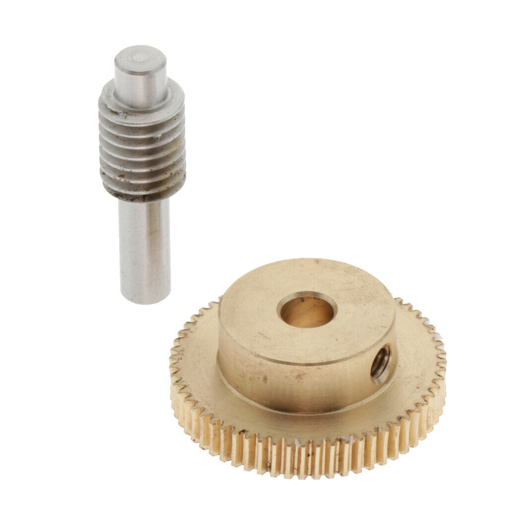 0.5 Modulus Brass Metal Gear Shaft 32mm 60 Teeth Worm Wheel Worm Gear Set