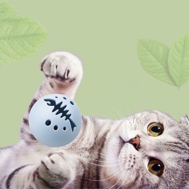3PCS Fish Bone Hollow Balls for Cats Including Flashing Ball Catnip Ball Indoor