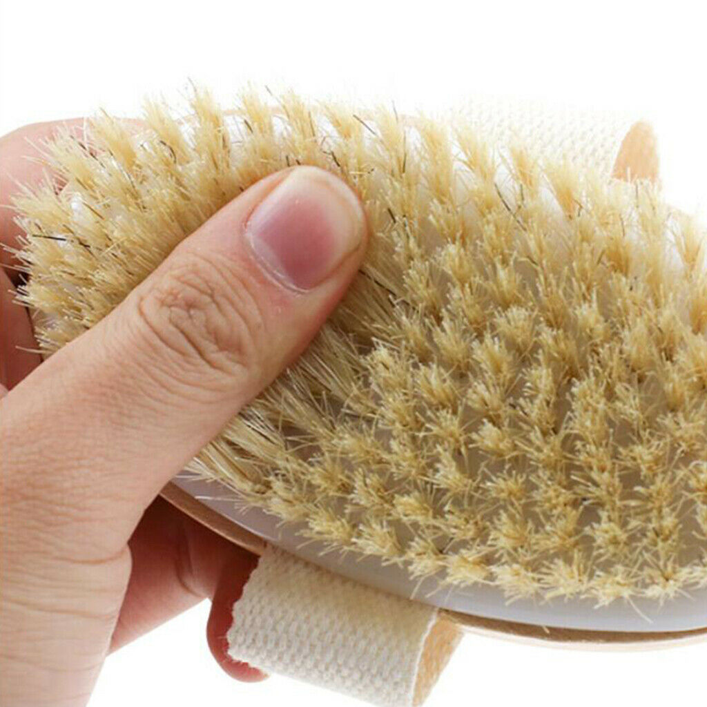 Bath Shower Brush Natural Boar Bristle Spa Sauna Exfoliator Brush Scrubber