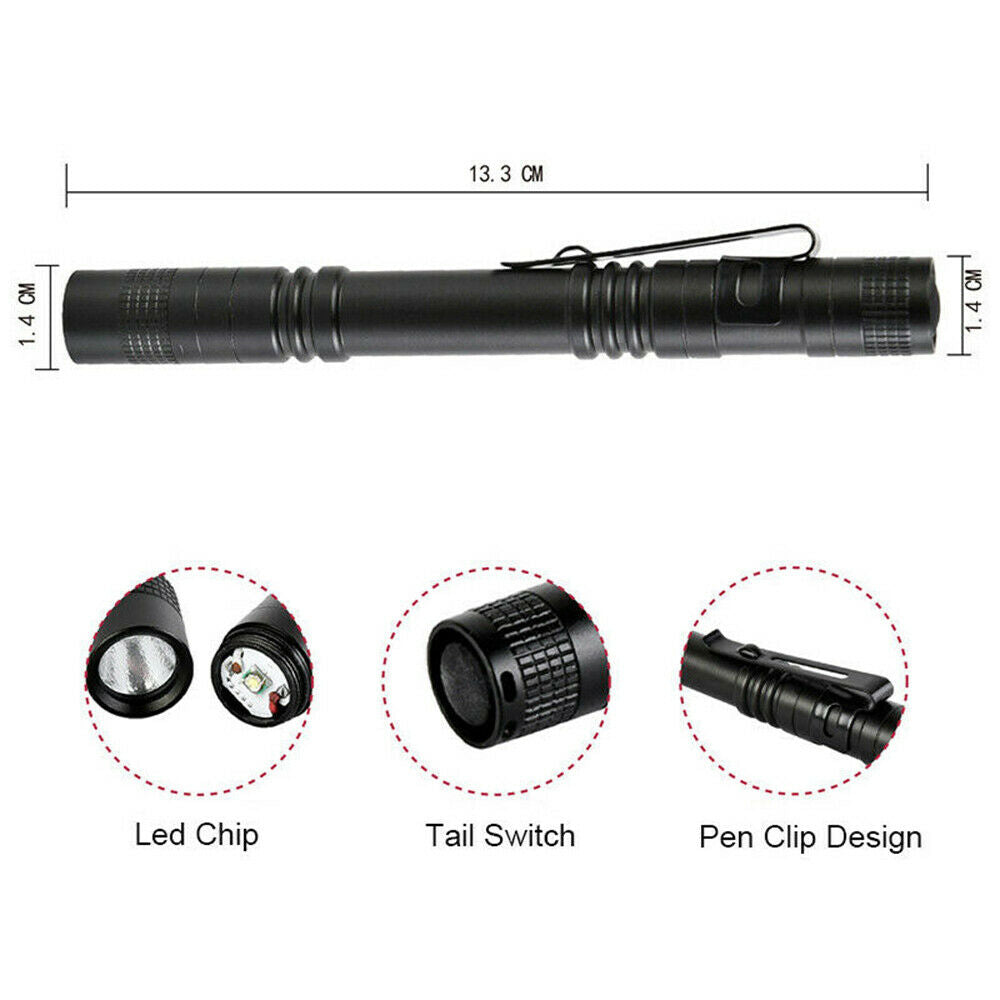 8000 Lumens LED Waterproof Lamp Clip Mini Pocket Penlight Flashlight Torch Light