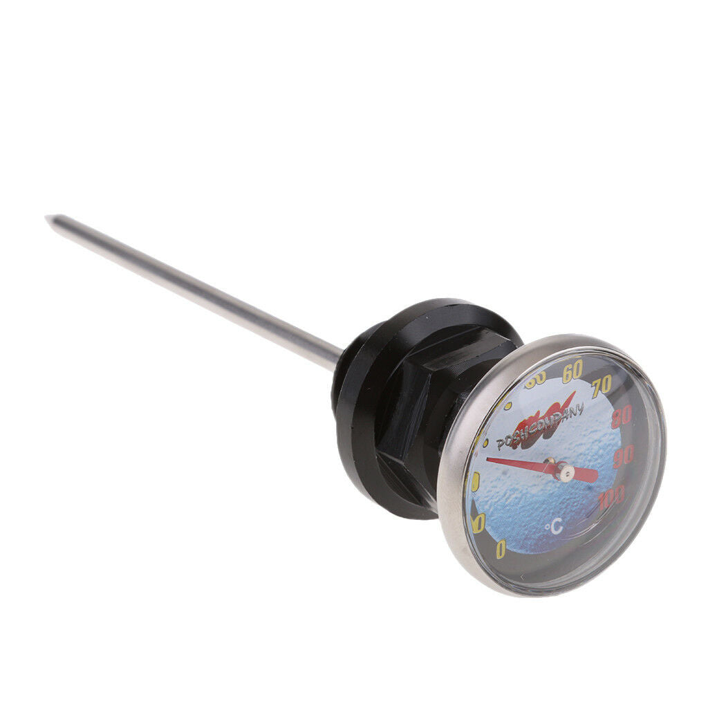 Black Motorcycle Part Oil Tank Dipstick w/ Temp Temperature Gauge 0-100