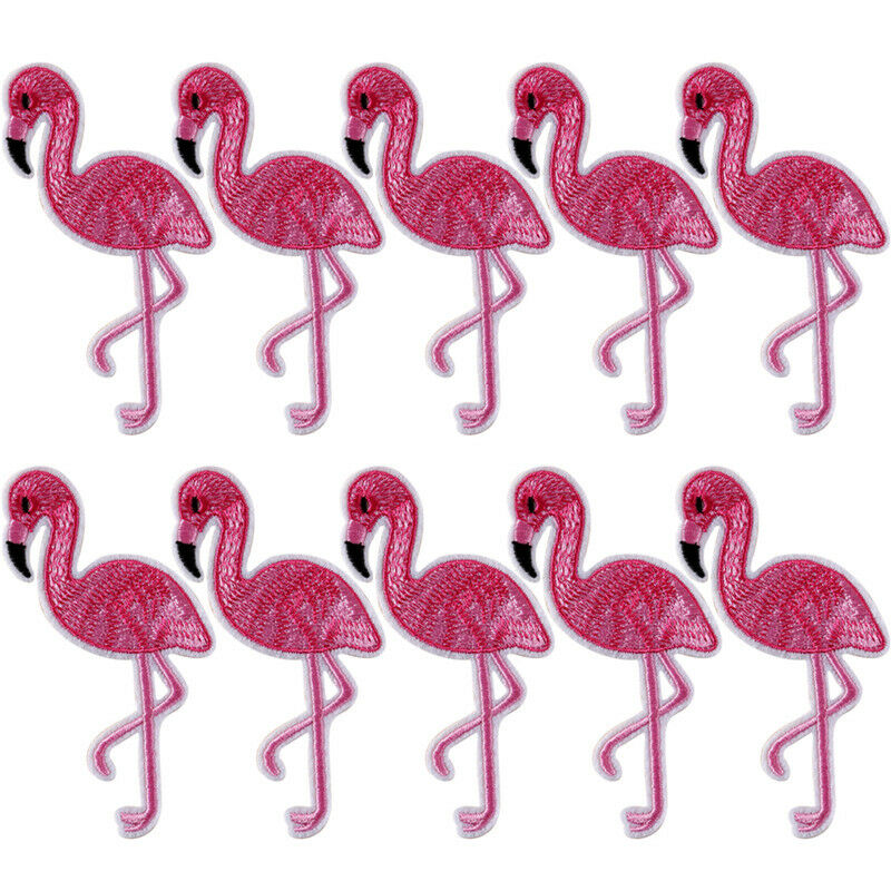 10X Flamingo Patch Embroidered Sew Iron On Bag Fabric Applique DIY Cr YUB Qx
