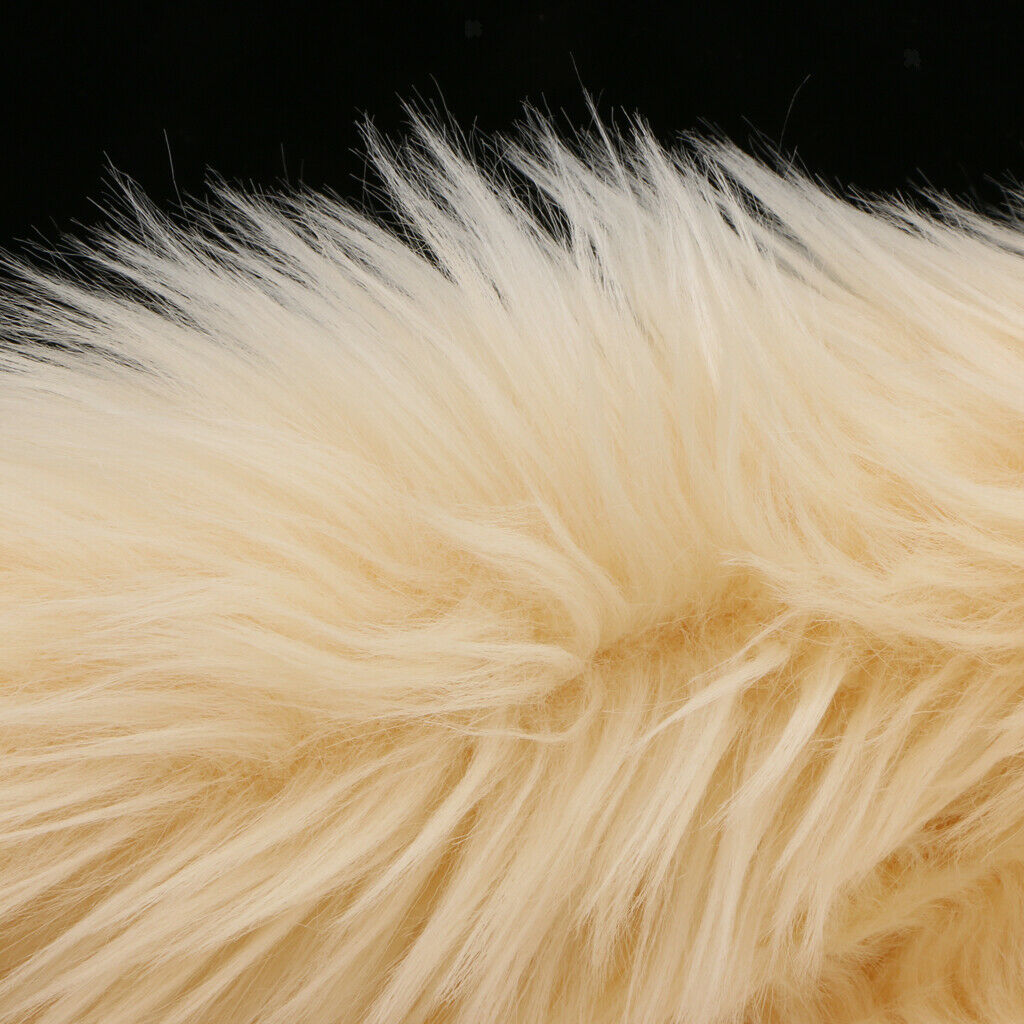 Artificial Sheepskin Rug Fluffy Home Floor Carpet Chair Seat Cushion Beige