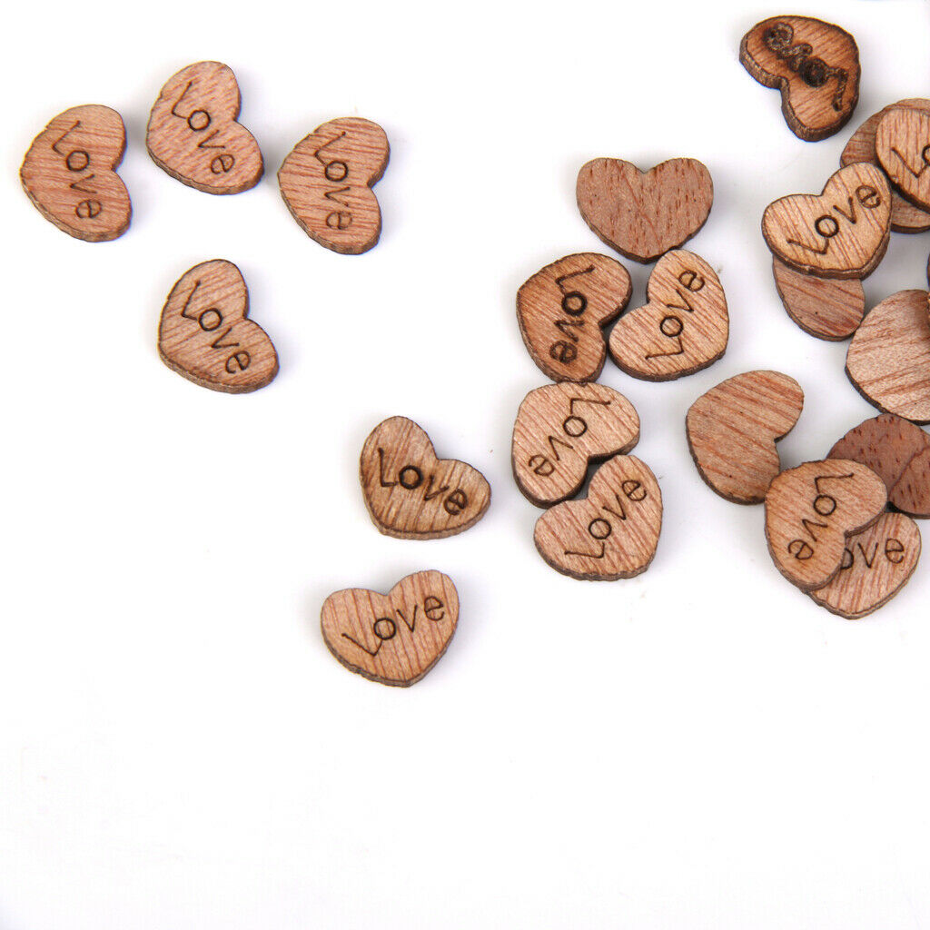 100pcs natural wood heart embellishments 12x2mm scrapbooking