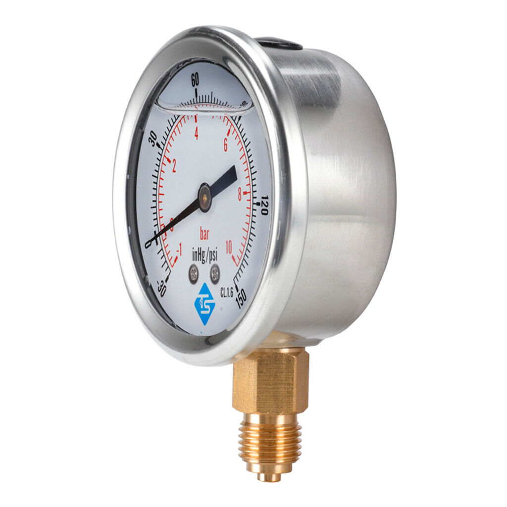 Vacuum Gauge S/Steel Case , -1-2bar,-30-30hg/psi , -1-7bar,-30-100hg/psi F