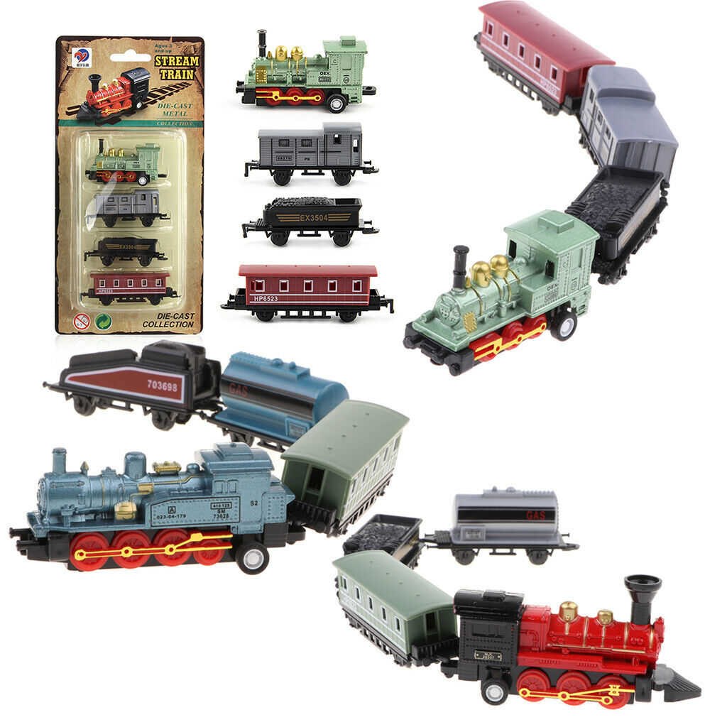 3pcs/set Mini Steam Train Set, with Locomotive Engine and Railway Carriages,