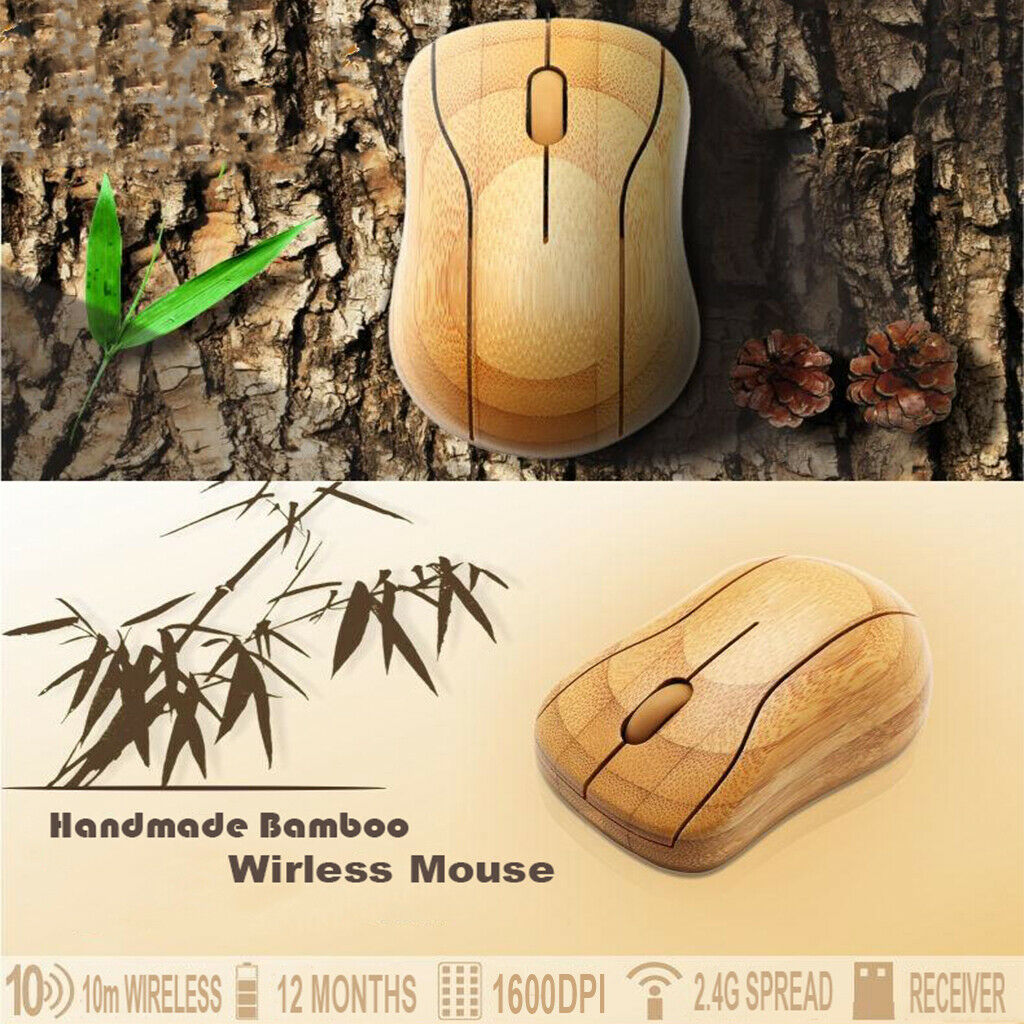 Natural Bamboo Wireless Optical Mouse