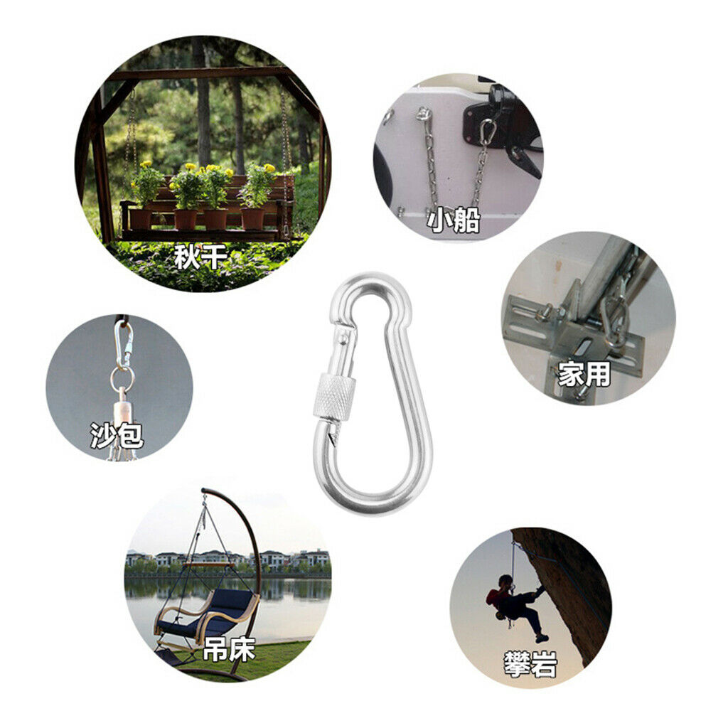 Stainless Steel Screw Gate Carabiner Clip Hiking Camping Travel Hammock Yoga