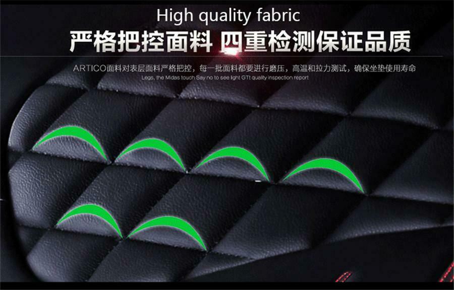 Black & Red Car Armrest Box Mats Universal PU Leather Pad Premium Interior 1x