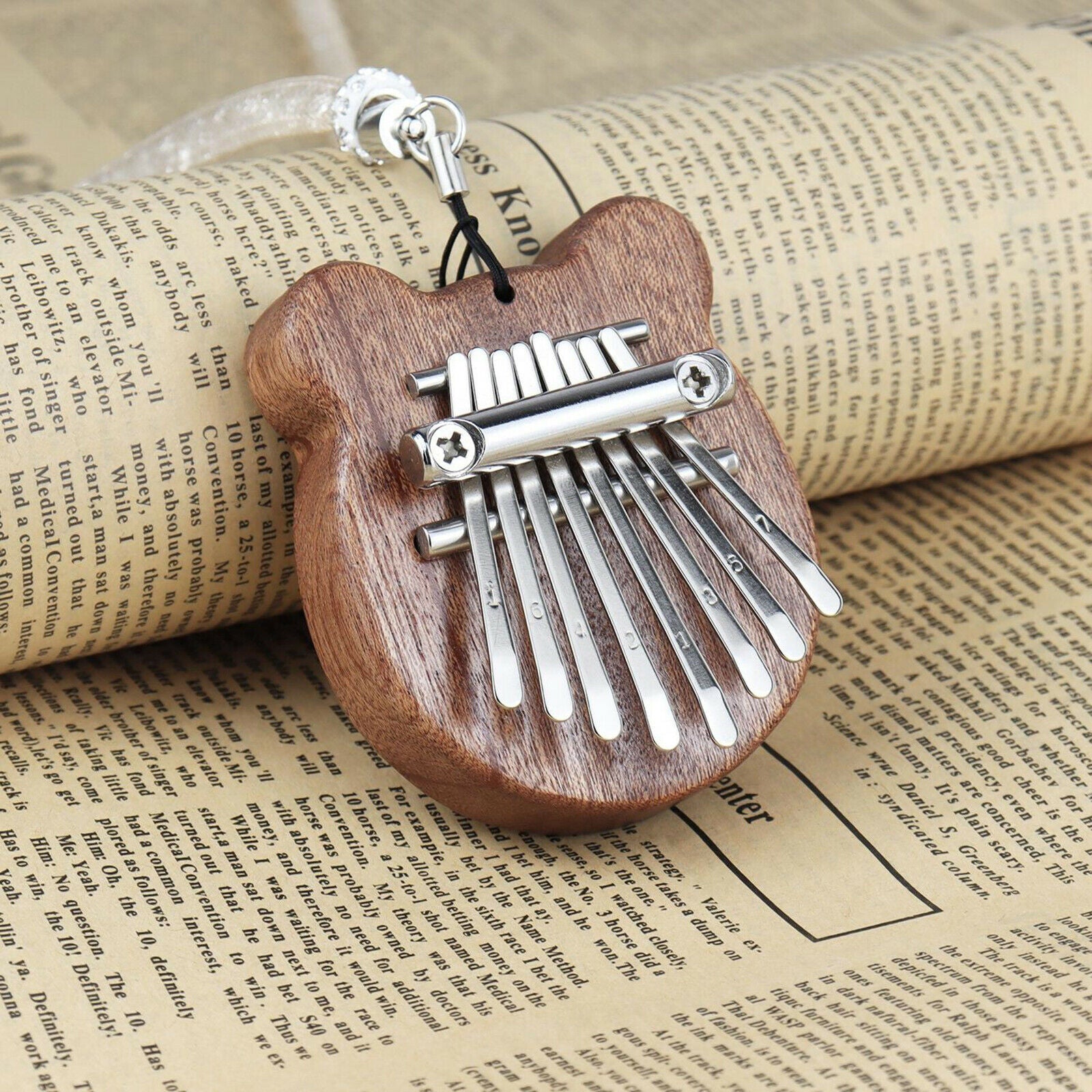 8 Keys Mini Kalimba Mahogany Wood Thumb Piano Marimbas Finger Piano with Lanyard