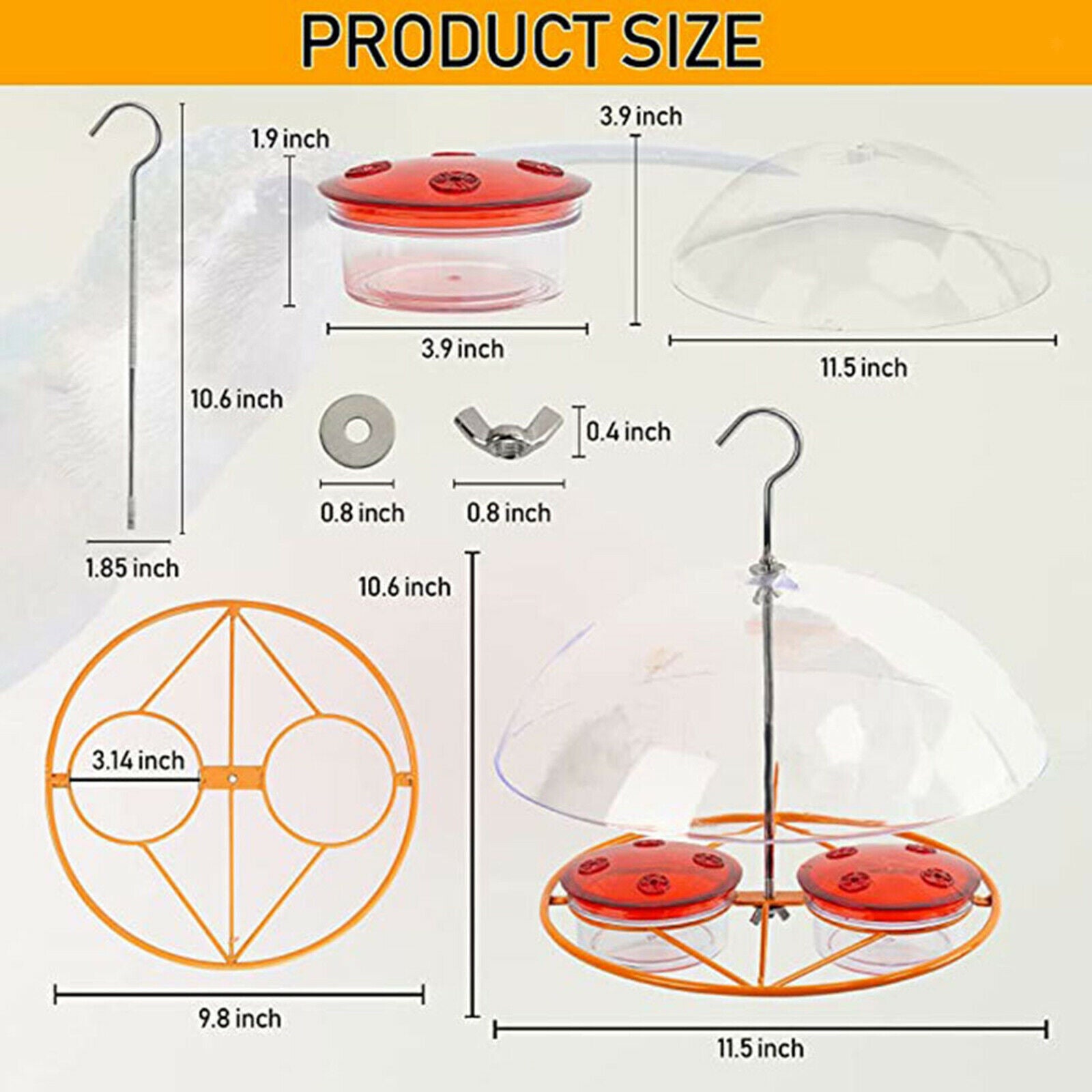 Bird Feeder w/ Clear Roof Squirrel Proof Garden Hanging Garden Patio Decor