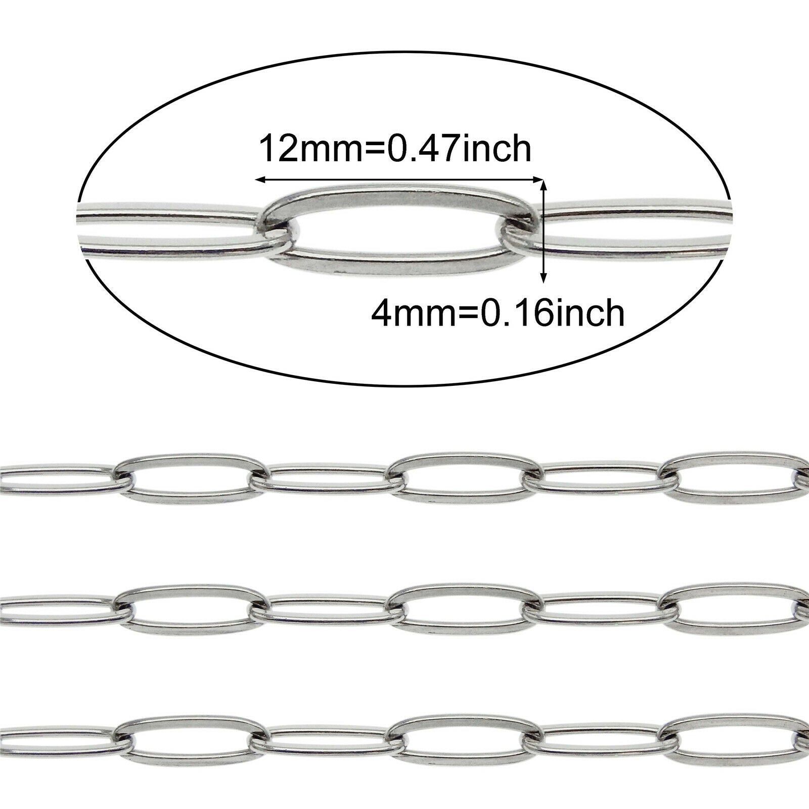 1 Meter Stainless Steel Straight Link Chain Heavy Duty Necklace Making 12x4mm