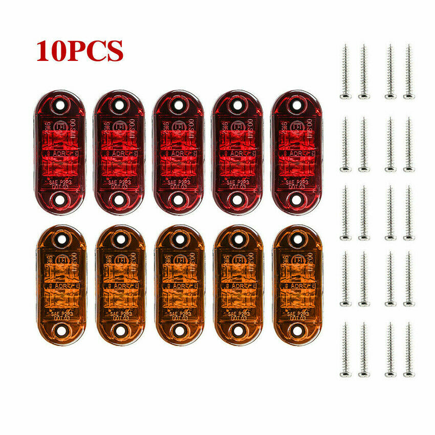 10X Amber Red LED Car Truck Trailer RV Oval 2.5" Side Clearance Marker Lights