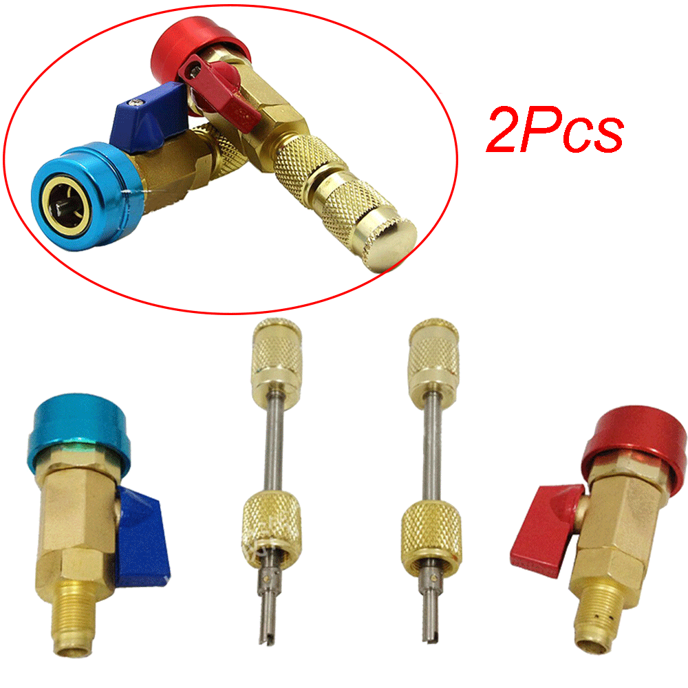 2pc Car R134a A/C Air Conditioning 1/4" SAE Valve Core Needle Quick Replace Tool