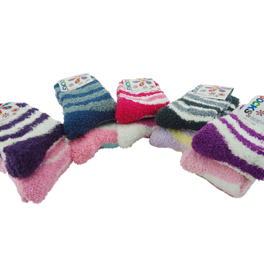 Women Girls Winter Bed Socks Solid Fluffy Warm Soft Thick Home Candy Color WBDA