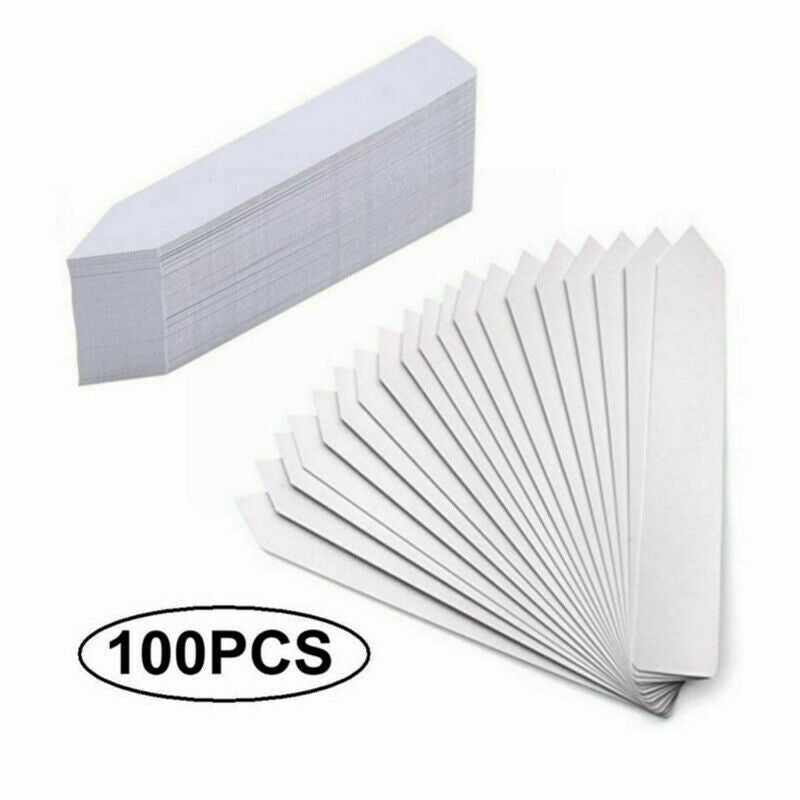 100x PREMIUM White Plastic Plant Stakes Markers Plant Labels Nursery Tags
