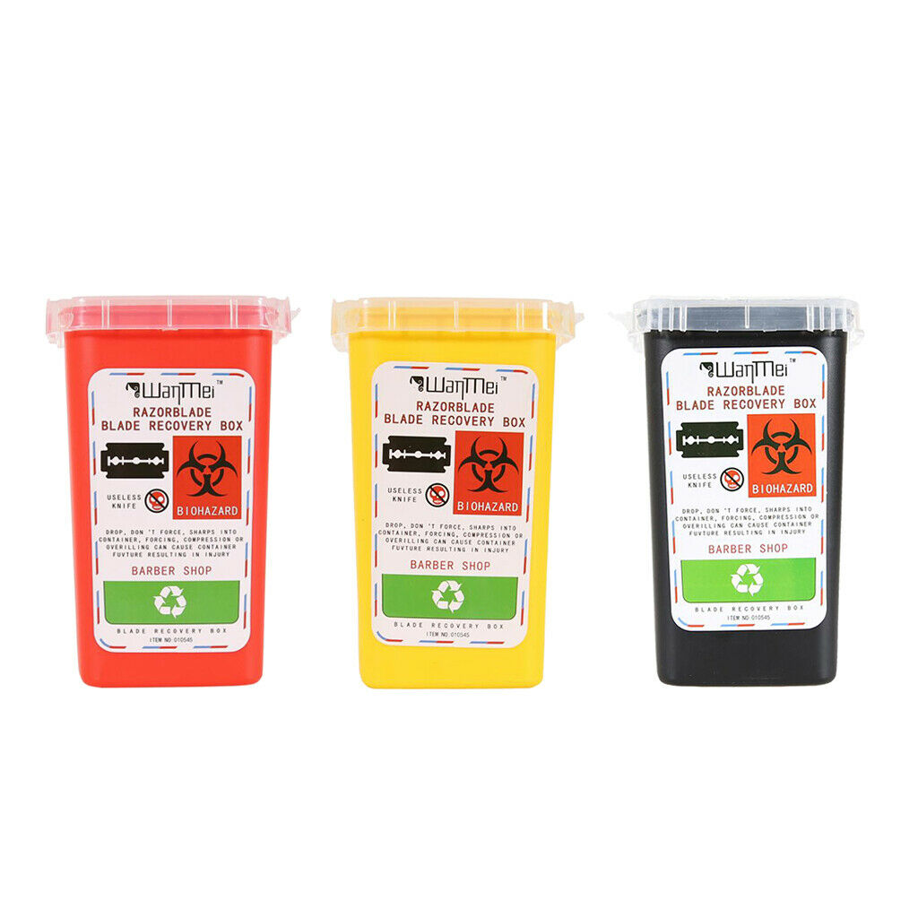 Plastic Small Sharps Biohazard Needles Blades Disposal Container Bin 3 Color