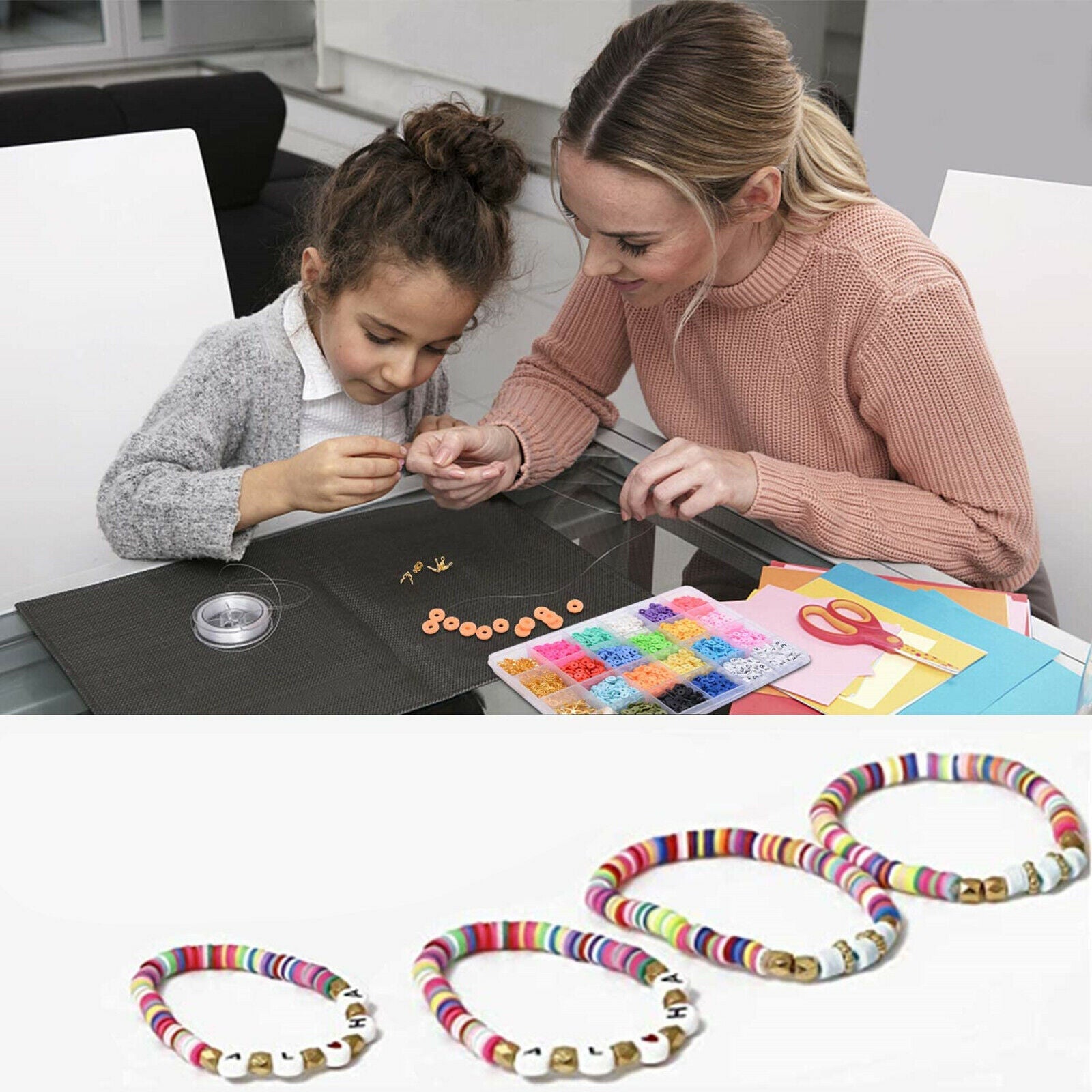 3931Pcs Clay Beads 6mm Spacer Beads DIY Jewelry Earring Finding Kit Supplies