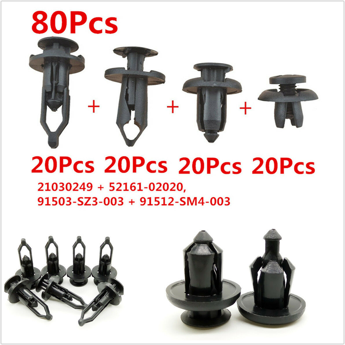 80Pcs Car Push Pin Rivet Retainer Body/Bumper Trim Panel Moulding Fastener Clips