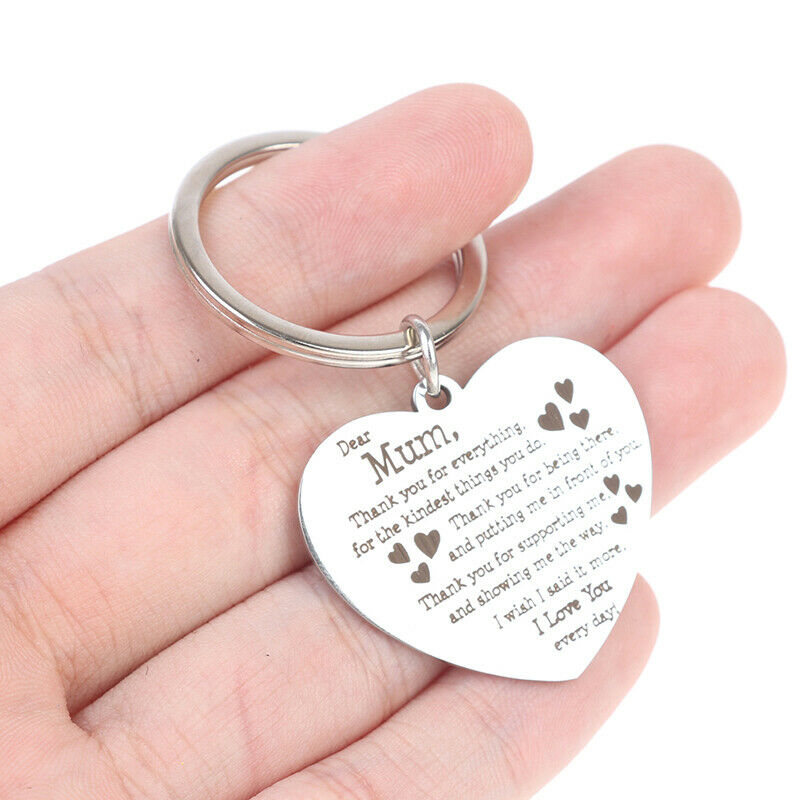 Heart Shaped Engraved Letter keychain love Pendant To best mum Mother's D.l8