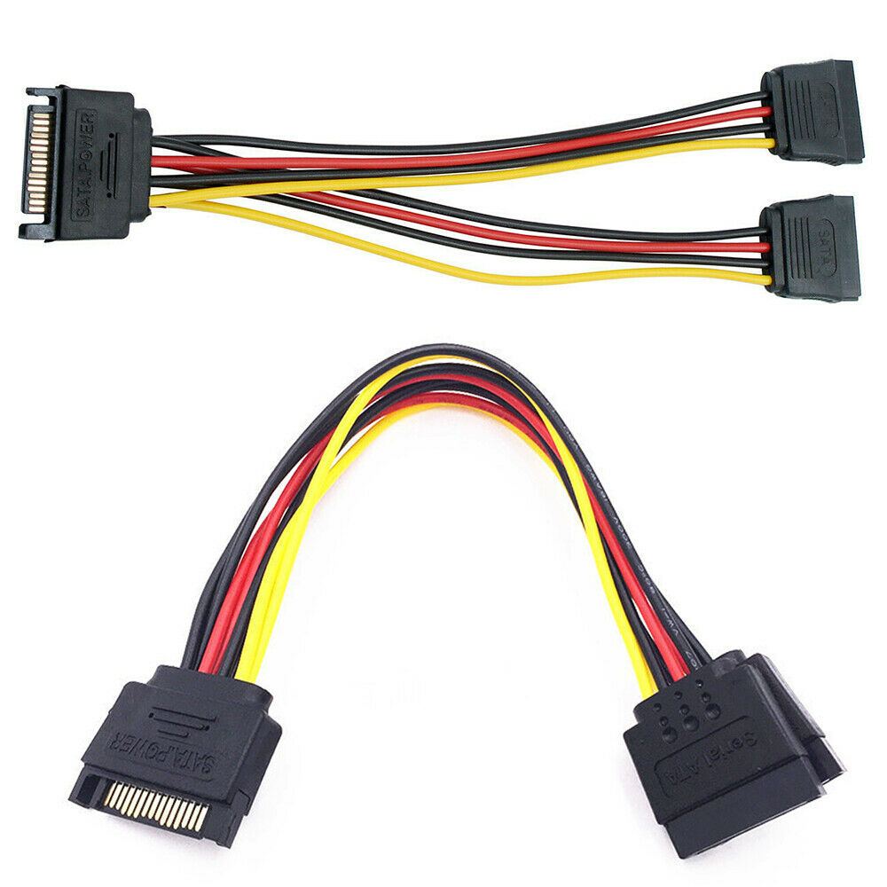 15 Pin Sata Power Male to 2 Sata Female Power Splitter Y Cable Adapter 20 cm!