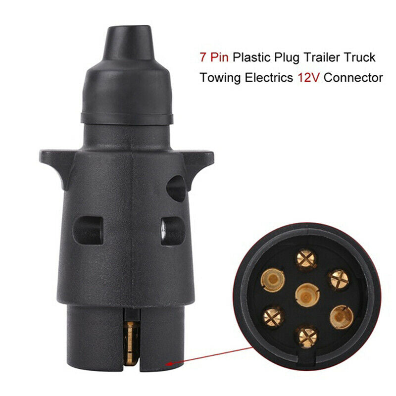 Plastic 7Pin 12V Trailer Plug Socket Wiring Connector Adapter Black Towing Qx