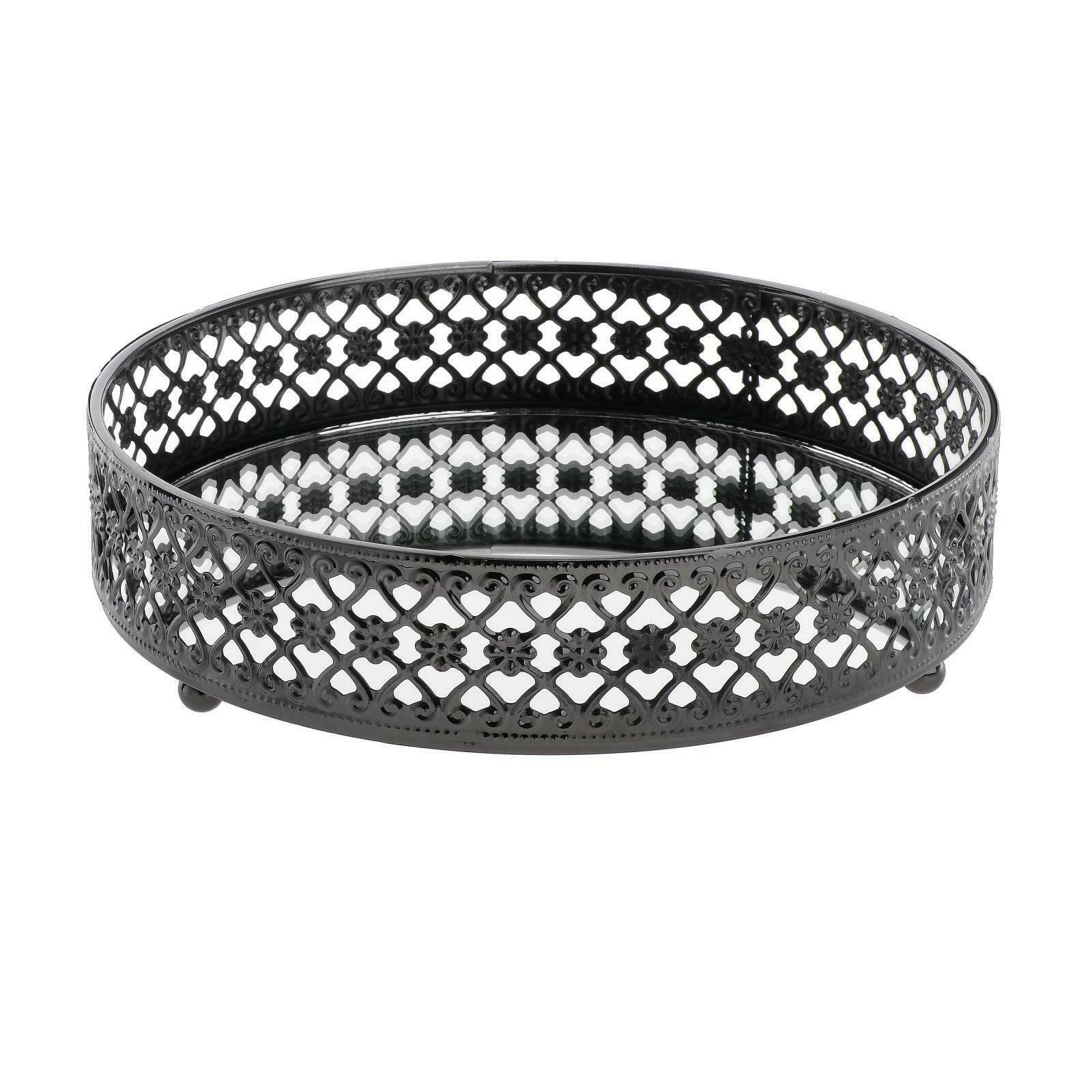 Modern Metal Mirrored Vanity Tray Jewelry Trinket Snacks Organizer Decor
