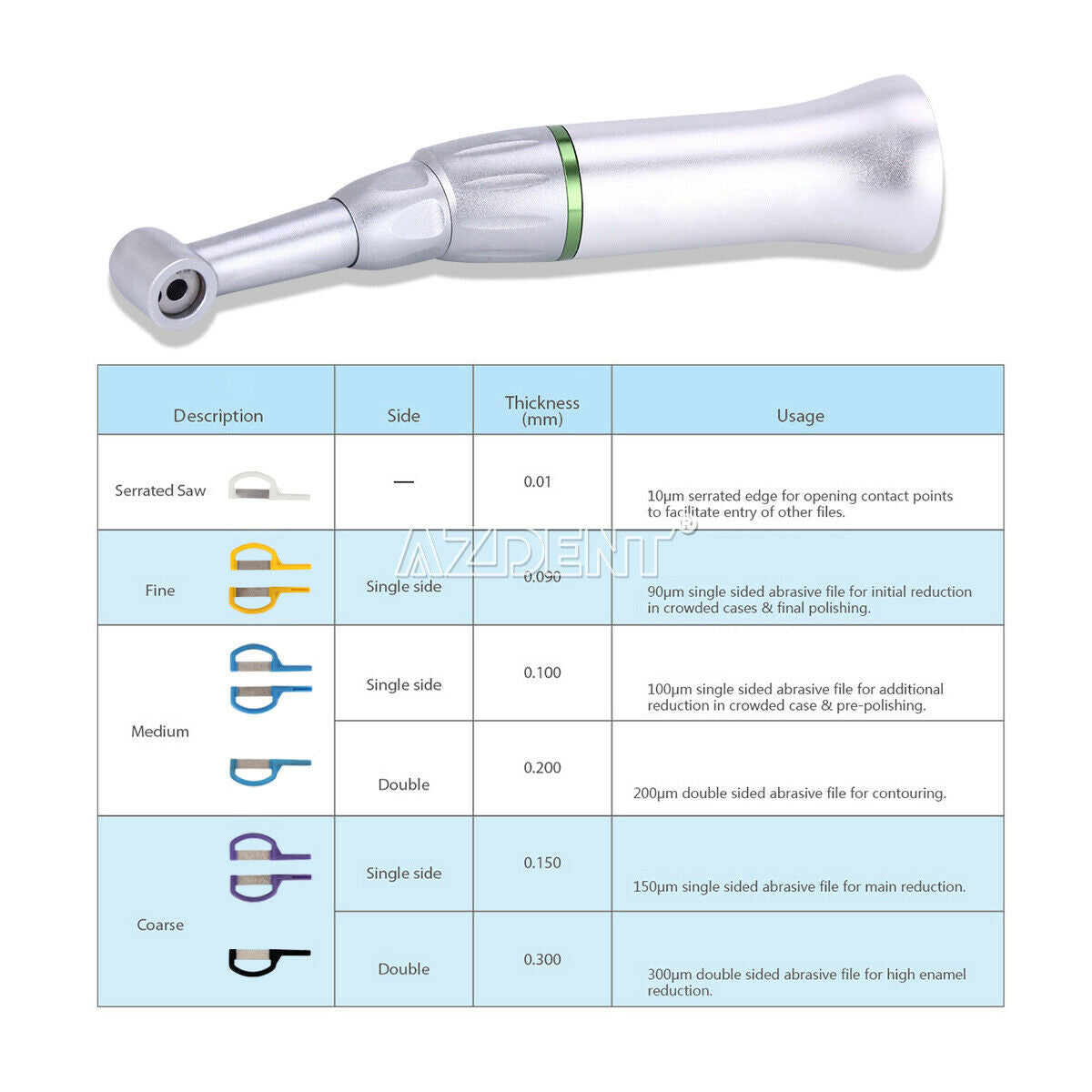 4:1 Reduction Dental Interproximal Stripping&9pcs Strips IPR System Contra Angle