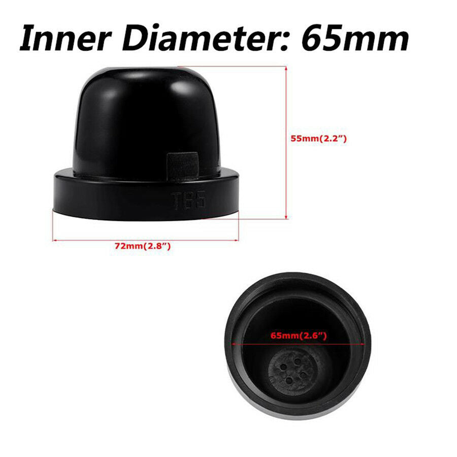 2Pcs  Car LED Lamp Headlight Dust Cover 65mm Inner Dia Rubber Housing Seal Cap