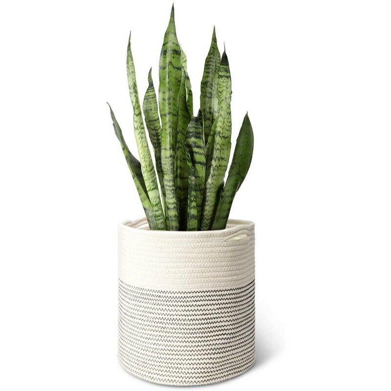 Cotton Rope Plant Basket Modern Indoor Planter Flower Pot Woven Storage OrgaQ4L9