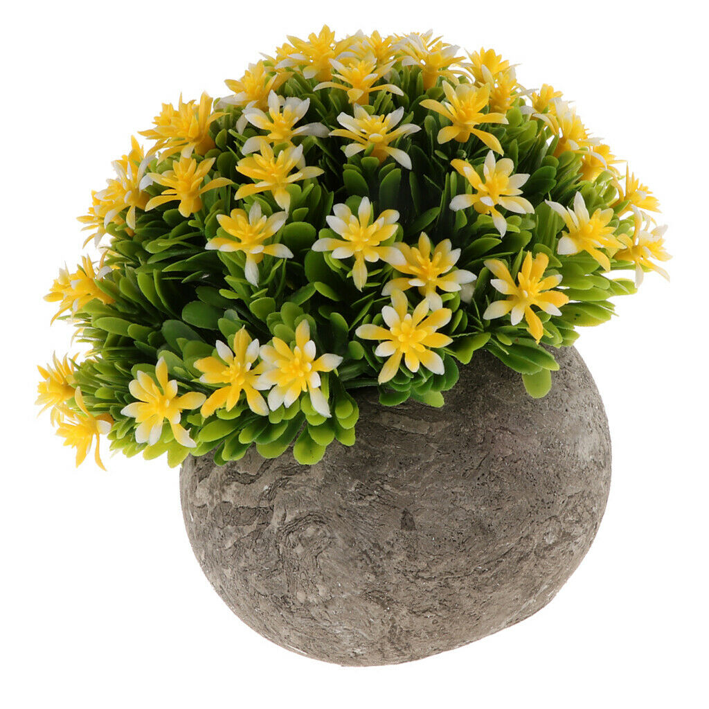 Artificial Gypsophila Potted Flower Plastic Mini Plants Home Decor Yellow