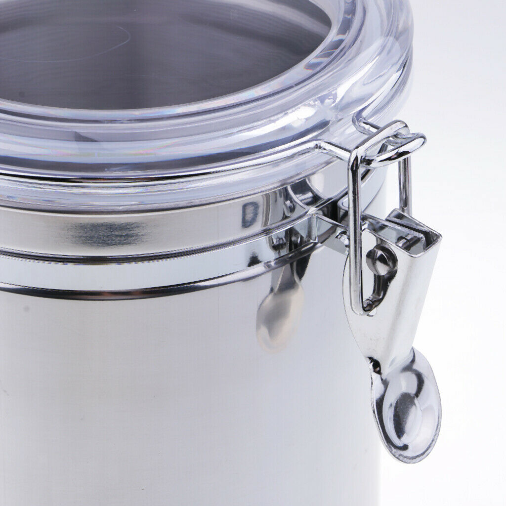 Stainless Steel Airtight Canister with Clear Acrylic Lid and Locking Clamp 60oz