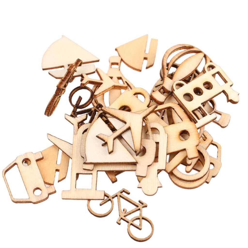 24pcs Cut MDF Wood Vehicle Slices Wood Craft DIY Scrapbooking Embellishment